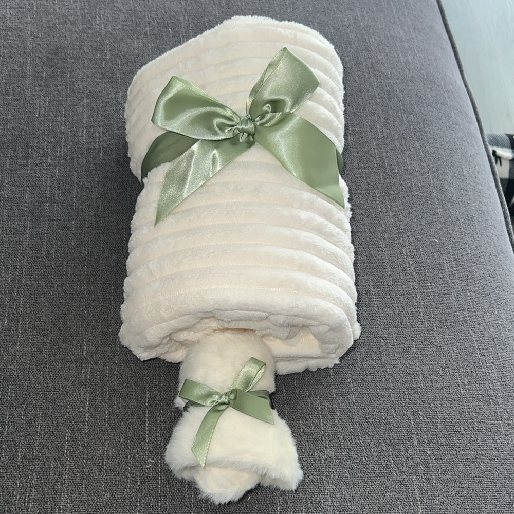 Travel fleece blanket with fuzzy socks (New)